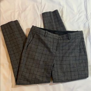 Theory Grey Plaid Wool Flat Front Cropped Pants 6